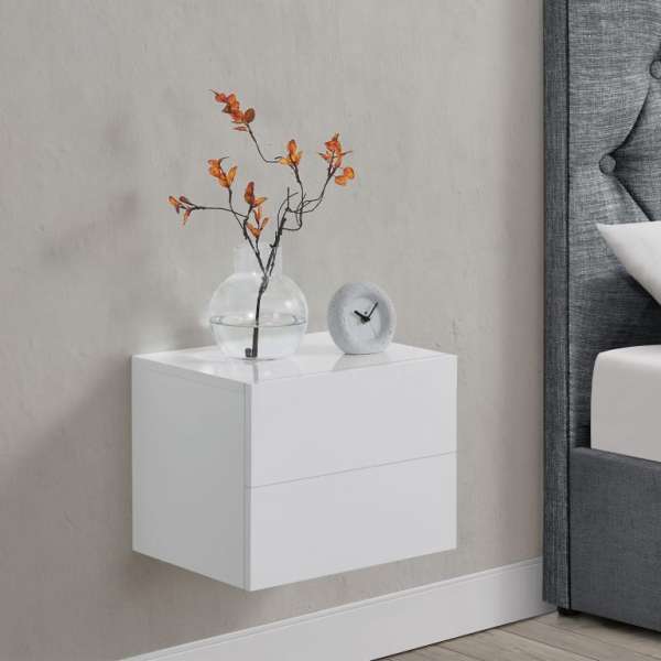 Függő éjjeliszekrény 40 x 29 x 30 cm 2 fiókkal fehér