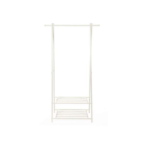 Fém ruhaállvány két cipőtartóval fehér