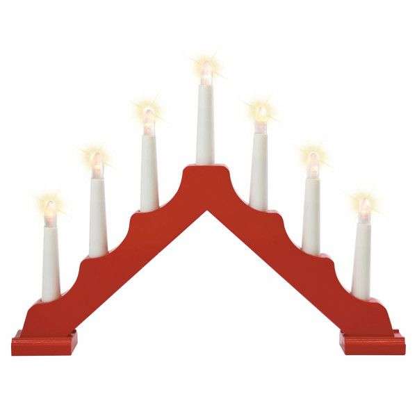 LED karácsonyi íves gyertyatartó fából 7 melegfényű égővel