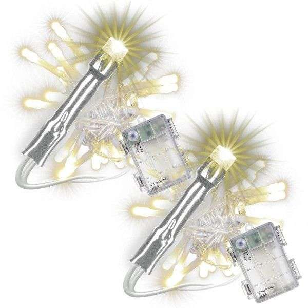 Karácsonyi LED lánc 2x50 dióda 5 m időzítő  meleg fehér