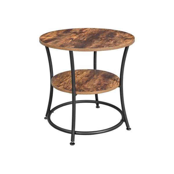 Kerek asztal polccal  fém váz 55 cm rusztikus barna