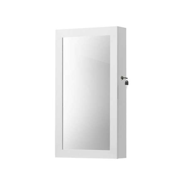 Falra szerelhető ékszerdoboz tükörrel és zárral  67 cm fehér