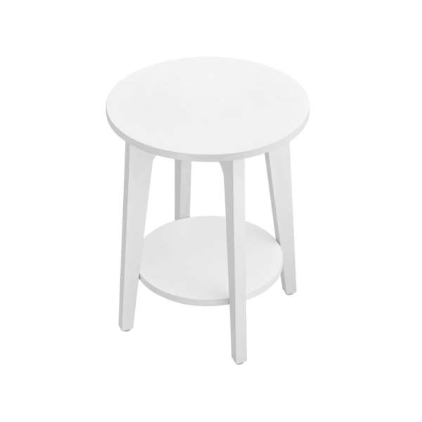 Dohányzóasztal kerek polccal 40 x 50 cm fehér