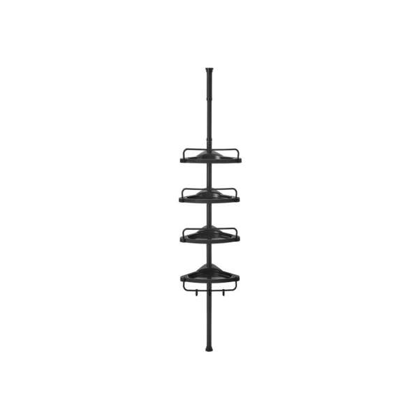 Teleszkópos sarok fürdőszobai polc 4 szintes fekete