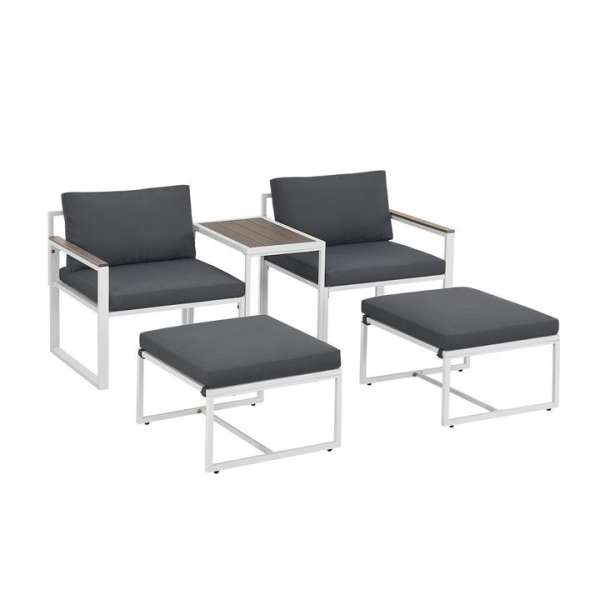 Modern kerti bútorok fémből és polywoodból 5 db szürke