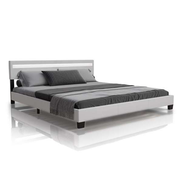 Kárpitozott modern ágy 180 x 200 LED és léces vázzal