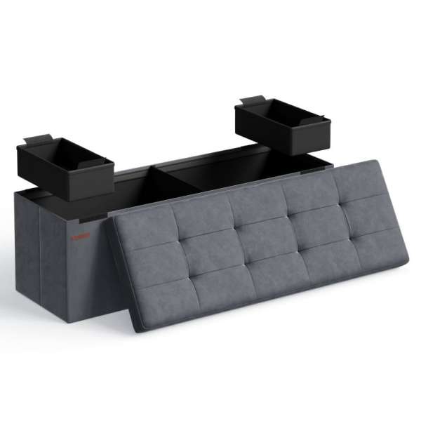 Összecsukható pad tárolórekesszel 38 x 110 x 38 cm szürke