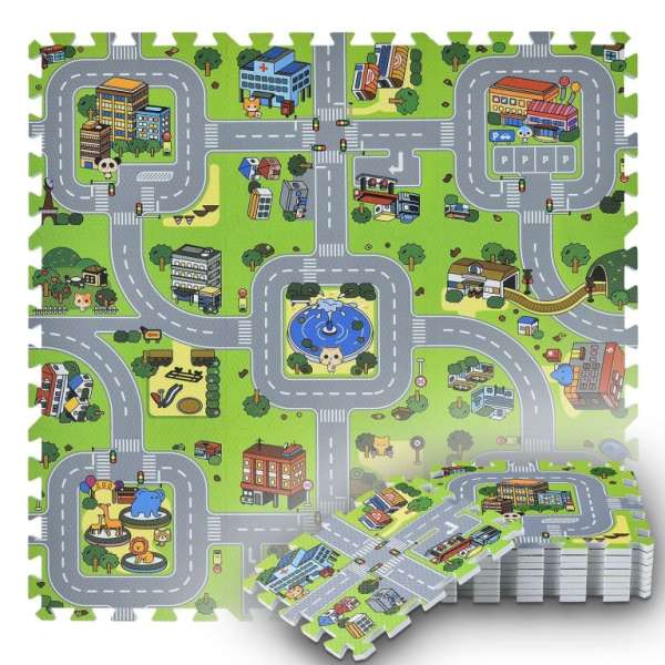 Gyerek puzzle szőnyeg város motívum 9 db EVA hab