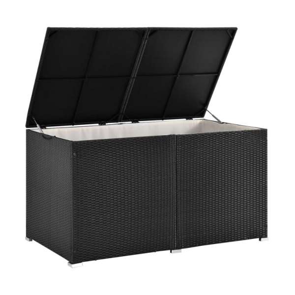 Polyrattan kerti tároló box 950 L fekete erősített fedél