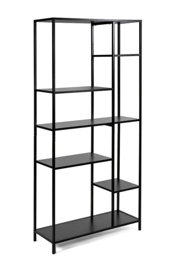 Fém polcos állvány laminált polccal 80x165x30 cm fekete