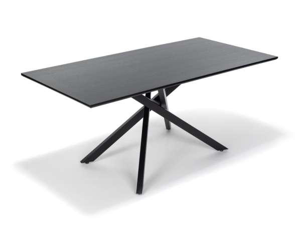 Étkezőasztal fekete fém lábakkal 180 x 90 cm