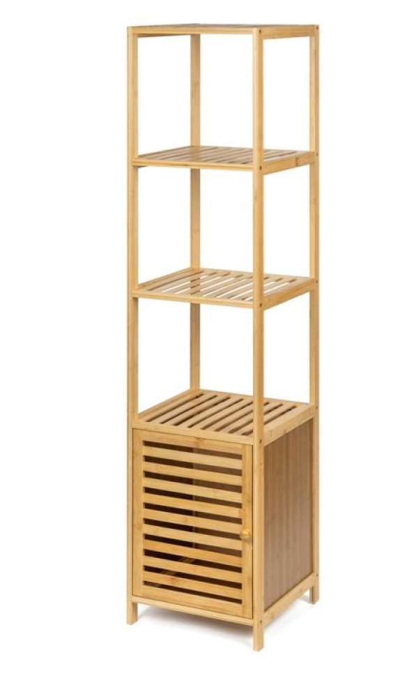 Bambusz állvány polccal és szekrénnyel natúr 120 cm