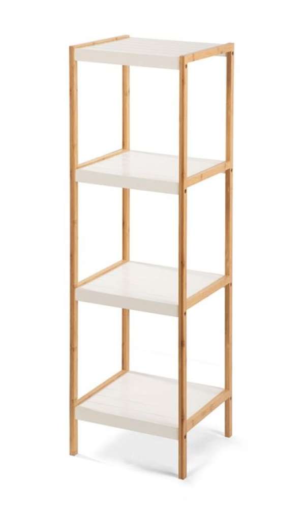 Bambusz polc 4 polccal fehér 110 x 33 x 34 cm