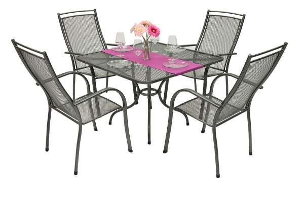 Kerti fém szerelvény PALMA IV. 1 + 4 Asztal 105 x 105 cm (u505)