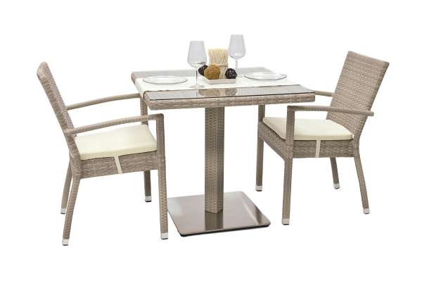 Kerti rattan szerelvény GINA 1 + 2 (szürke-bézs)