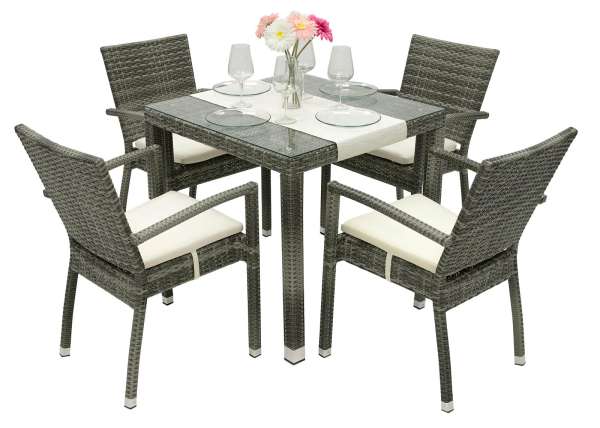 Kerti rattan szett NAPOLI I. 1 + 4 (szürke)