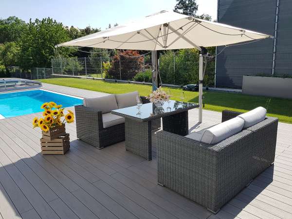 Rattan változó étkezőkészlet SEVILLA 4 fő részére (antracit)