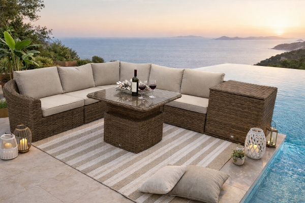 Rattan moduláris készlet BORNEO LUXURY 5 személyes (barna)