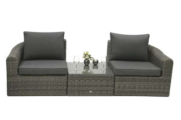 Rattan moduláris készlet BORNEO LUXURY 2-3 fő részére (szürke)