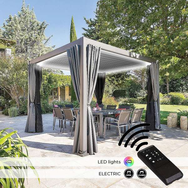 Kerti alumínium pavilon elektromos MEGAN 3,6x3,6 m (grafit) 3,6 x 3,6 m