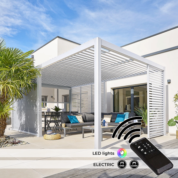 Kerti alumínium pavilon elektromos MEGAN 6x3,6 m (fehér)