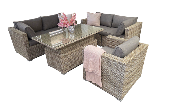 Rattan szett SEVILLA 5 személyes (bézs)