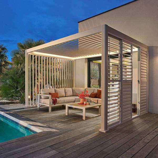 Kerti alumínium pavilon elektromos MEGAN 4x3 m (elefántcsont)