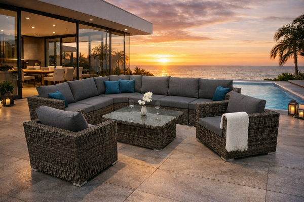 Rattan variálható ülőgarnitúra MALIBU 8 fő részére (szürke)