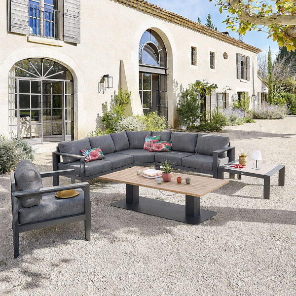 VANCOUVER alumínium sarokgarnitúra 6 személyes (antracit)