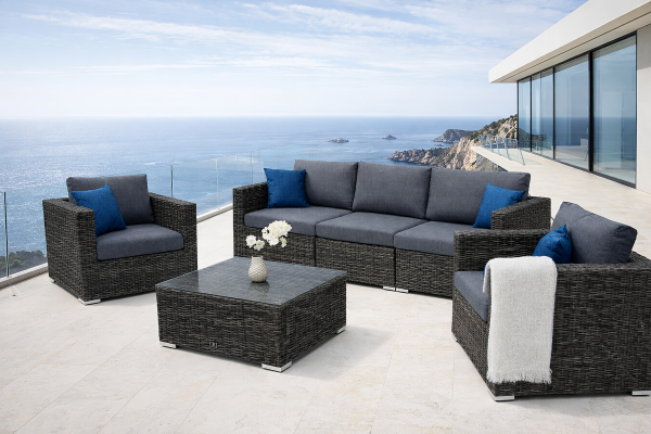 Rattan variálható ülőgarnitúra MALIBU 5 fő részére (szürke)