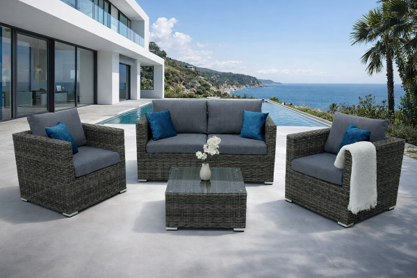 Rattan variálható ülőgarnitúra MALIBU 4 fő részére (szürke)