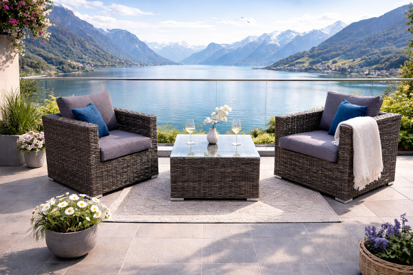 Rattan variálható ülőgarnitúra MALIBU 2 fő részére (szürke)