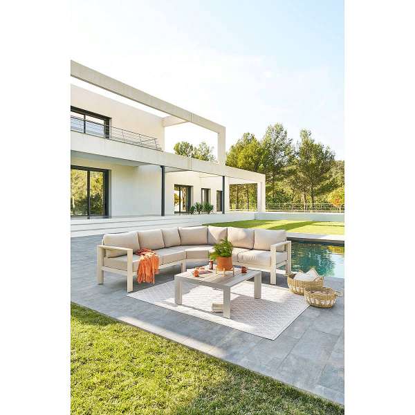 VANCOUVER alumínium sarokgarnitúra 5 személyes (elefántcsont)