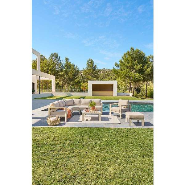 VANCOUVER alumínium sarokgarnitúra 7 fő részére (elefántcsont)