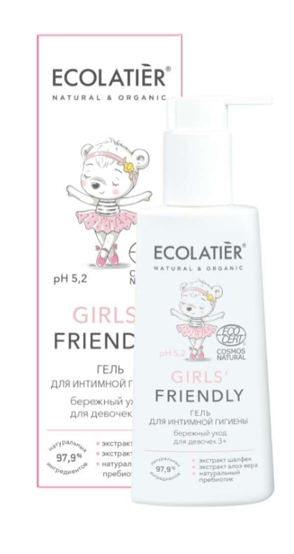 Tisztító gél intim higiéniához 5,2 pH-val lányok számára- Girls Friendly - 250 ml - EcoLatier Organic Mennyiség: 250 ml