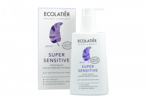 Tisztító krémgél az intim higiénia érdekében, pH 4,7- Super Sensitive - 250 ml- EcoLatier Organic