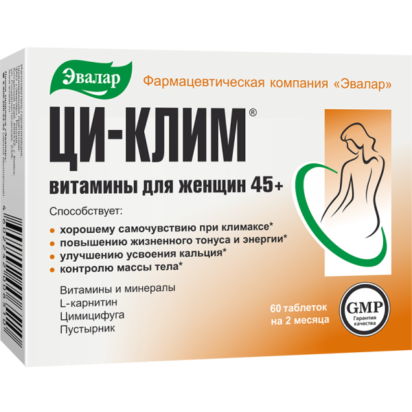 CI-KLIM® BIO táplálékkiegészítő (menopauza egyensúlyban) - 60 tabletta - Evalar
