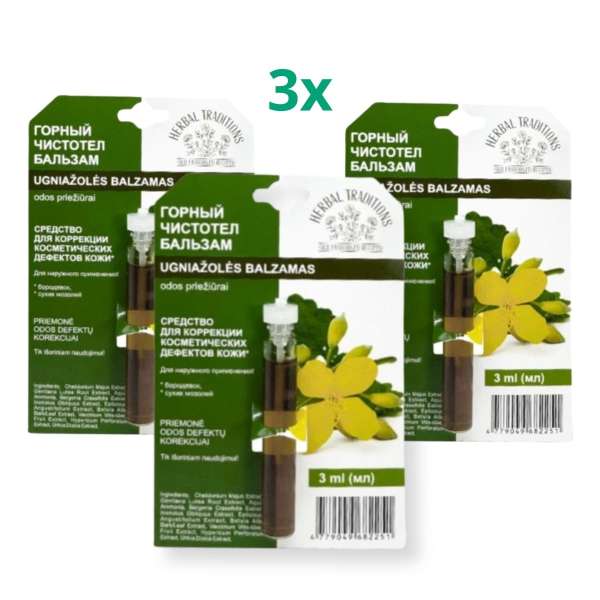 Akciós készlet: 3x Hegyi fecskefű - elixír szemölcsök ellen - 3 ml - Herbal Traditions