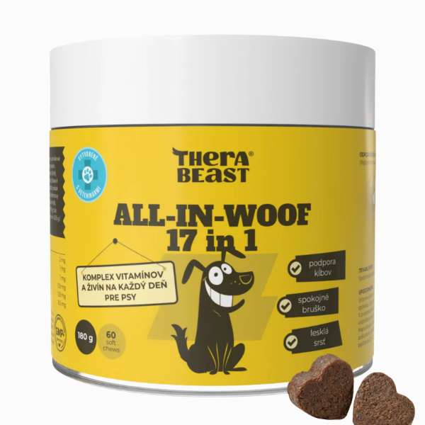 All-In-Woof 17 az 1-ben – vitamin-, probiotikum- és tápanyagkomplex kutyáknak – 60 db – Therabeast