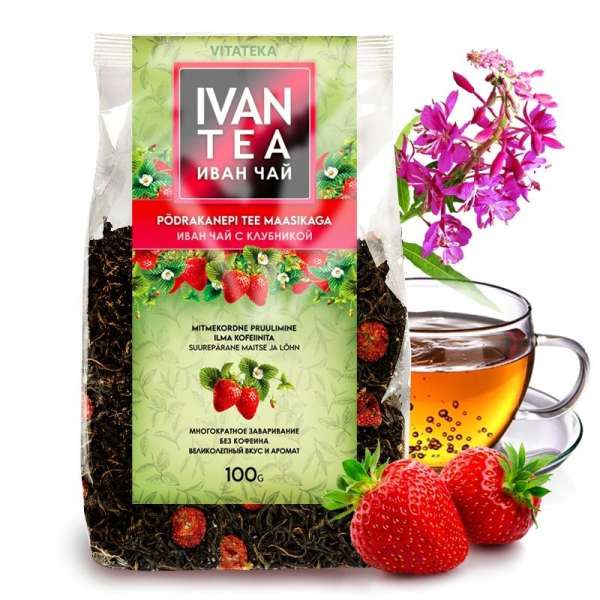 Ivan tea (keskenylevelű füzike) eperrel – 100 g – Vitateka