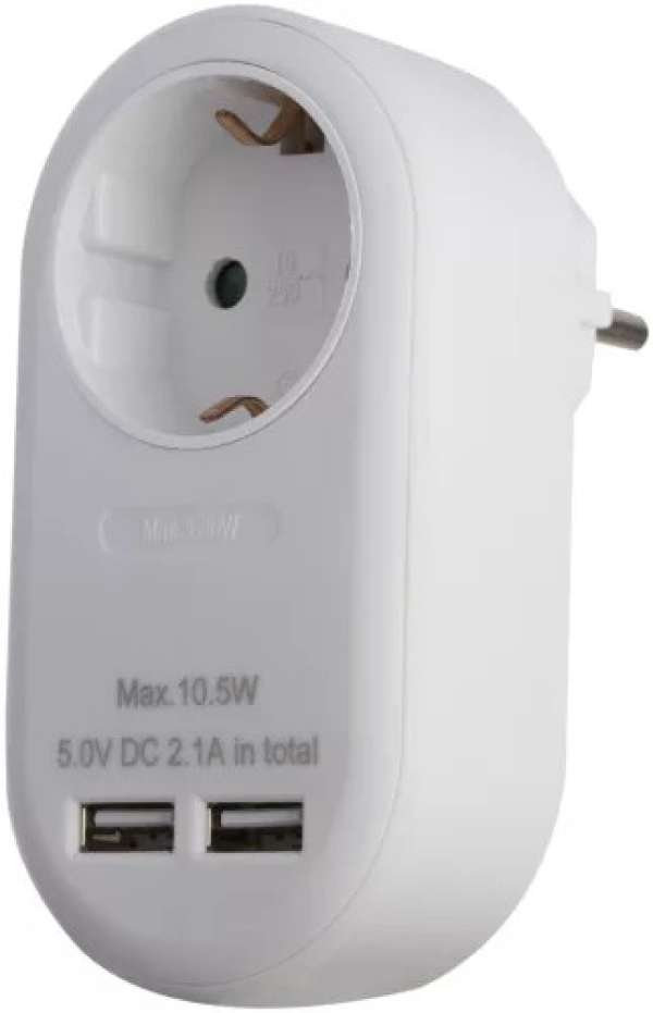 Elosztó 1es aljzat / 2x USB csatlakozóval