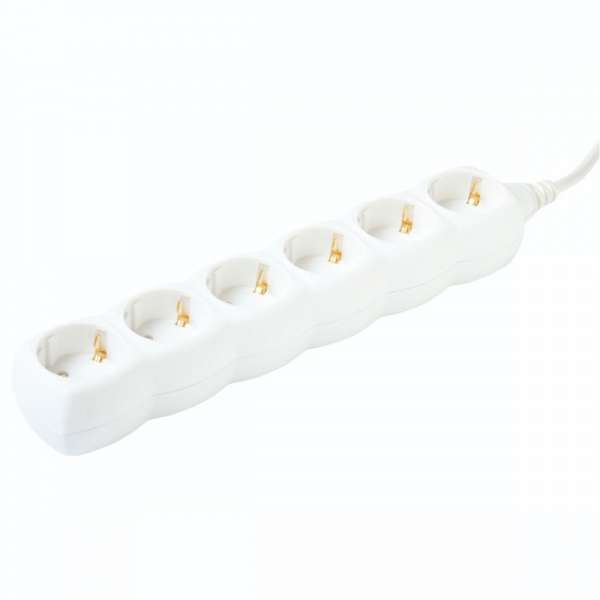 Elosztó 6-os 5m 3x1,5mm2 vezetékkel Fehér