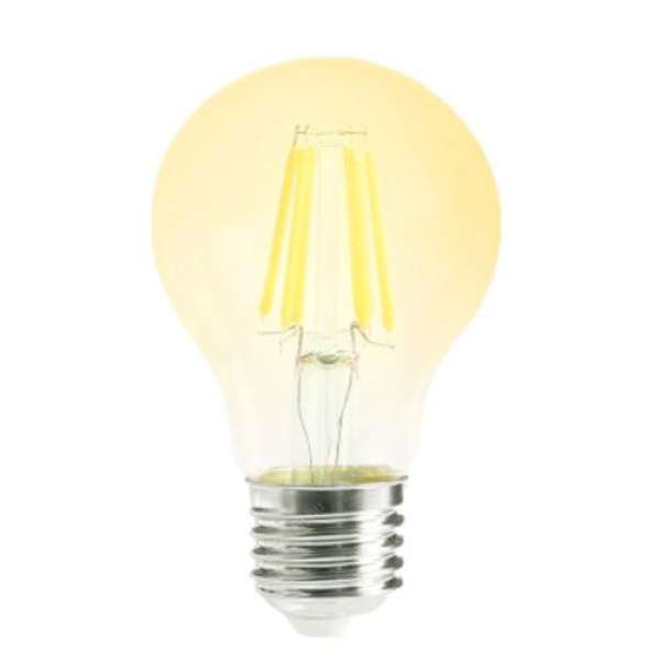 LED Filament körte 6W E27 360° extra MelegFehér borostyán búra 2000K, 500 lumen45mm 2 év garancia
