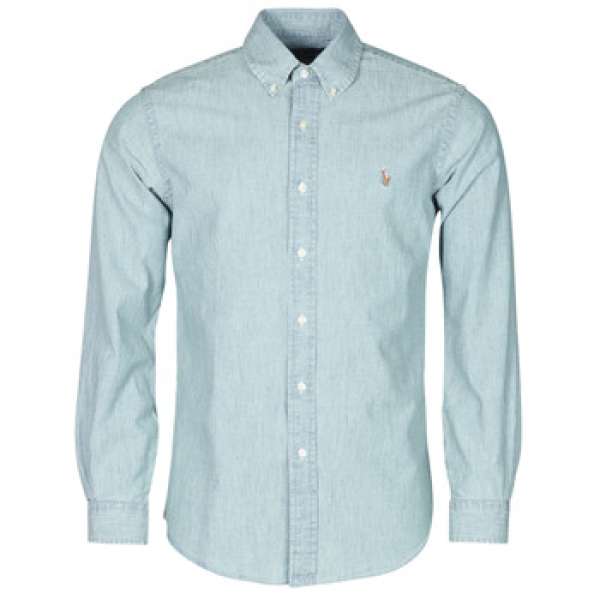 Hosszú ujjú ingek Polo Ralph Lauren CHEMISE AJUSTEE EN CHAMBRAY DENIM COL BOUTONNE LOGO PONY PLAYER