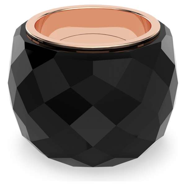 Swarovski Nirvana gyűrű, fekete színű, rozéarany árnyalatú PVD bevonattal