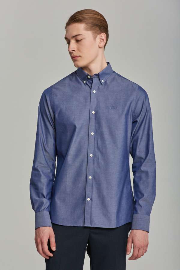 ING GANT SLIM PINPOINT OXFORD BD PERSIAN BLUE