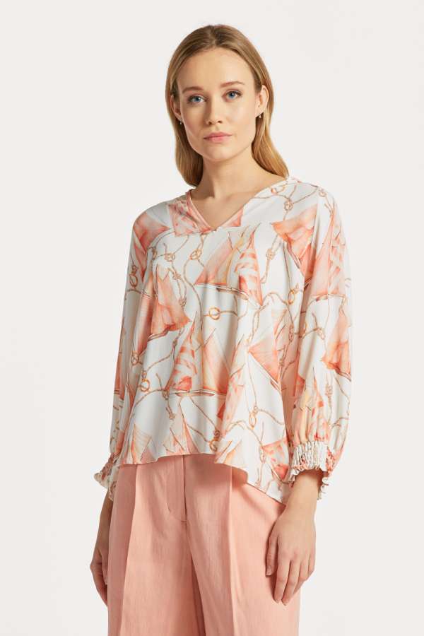 BLÚZ GANT V-NECK PRINTED BLOUSE CREAM3
