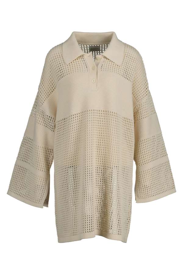RUHA GANT OPEN KNIT RUGGER DRESS CREAM