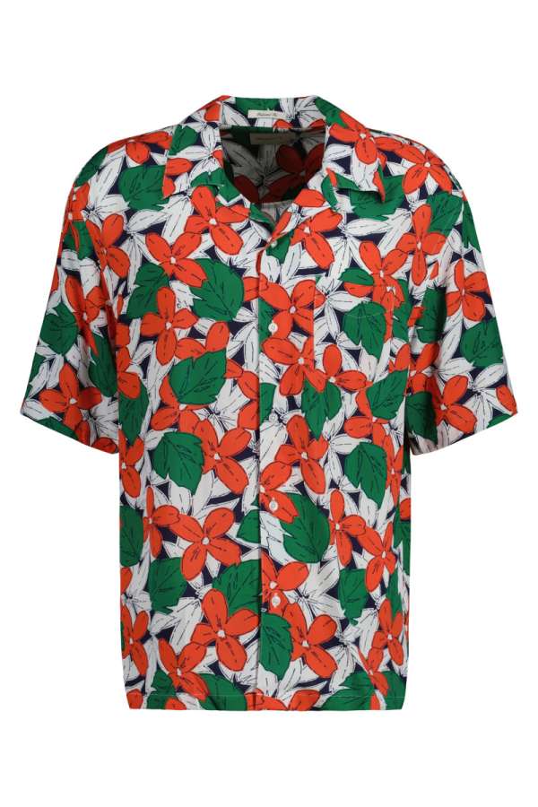 ING GANT RE VISCOSE FORA PRINT SS SHIRT AVISH GREEN