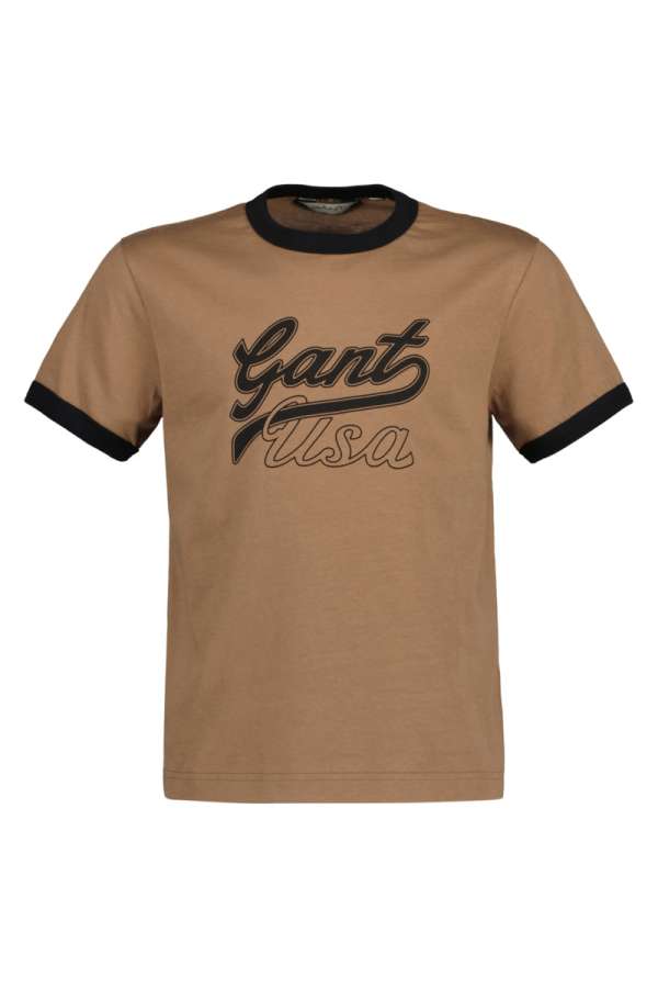 PÓLÓ GANT CROPPED SS T-SHIRT COCOA BROWN